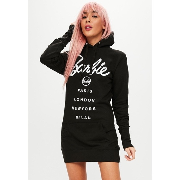 black hooded sweater dress